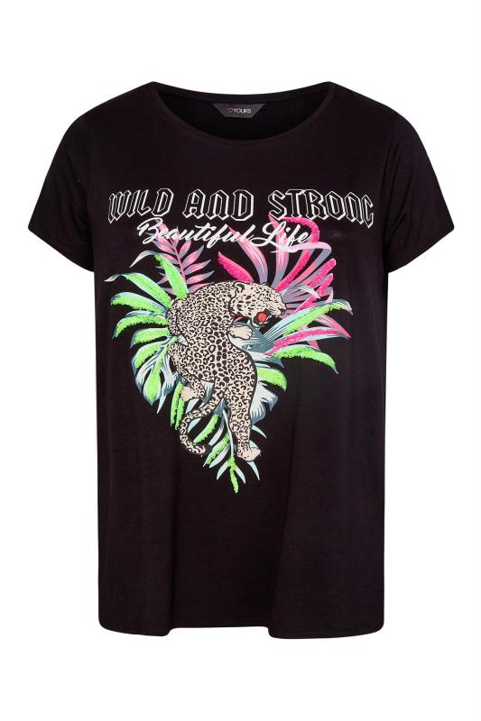 Plus Size Black 'Wild And Strong' Slogan Graphic Print T-Shirt | Yours Clothing  7