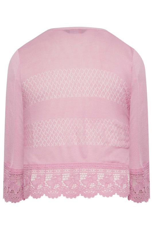 YOURS Plus Size Pink Lace Waterfall Shrug | Yours Clothing 7