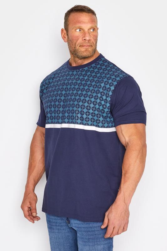KAM Big & Tall 2 PACK Black & Navy Blue Diamond Print T-Shirts 2