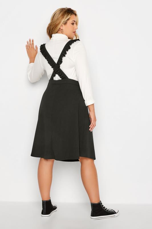 LIMITED COLLECTION Plus Size Black Frill Cross Back Pinafore Dress | Yours Clothing 3