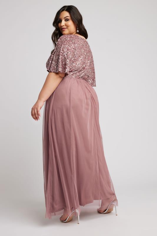 LUXE Plus Size Pink Embellished Maxi Dress | Yours Clothing 3