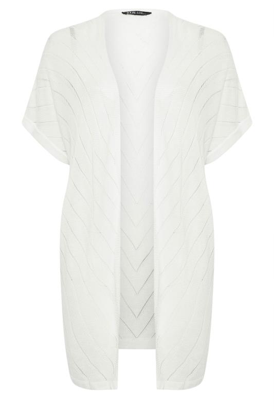 YOURS Plus Size White Chevron Detail Cardigan | Yours Clothing 5