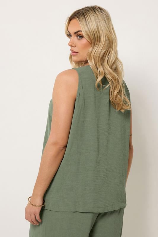 YOURS Plus Size Khaki Green Waistcoat | Yours Clothing 2