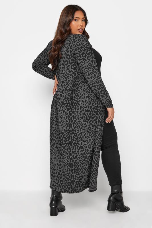 LIMITED COLLECTION Curve Charcoal Grey Leopard Print Cardigan 2