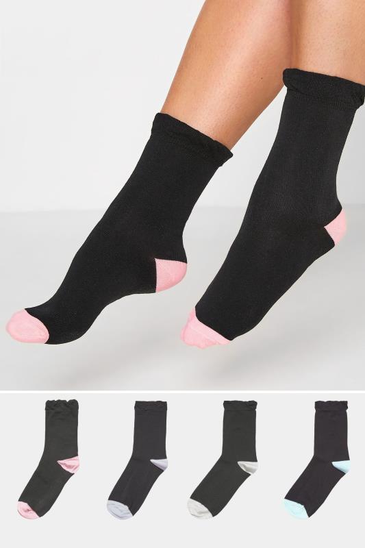Plus Size  YOURS 4 PACK Black Ankle Socks