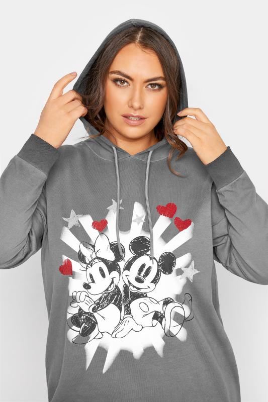 Plus Size DISNEY Grey Mickey & Minnie Mouse Hoodie | Yours Clothing 4