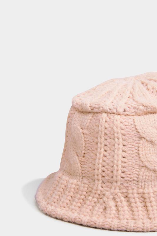 Pink Cable Knit Bucket Hat 4
