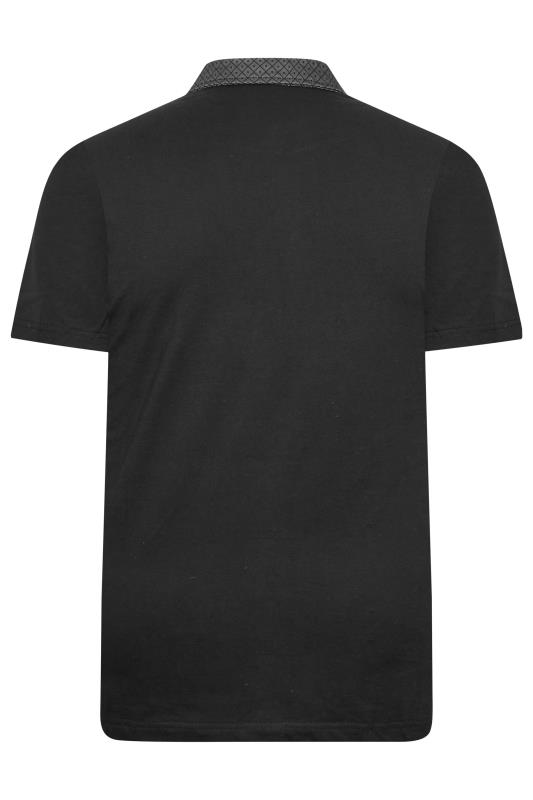 KAM Big & Tall Black Premium Contrast Collar Polo Shirt | BadRhino 4