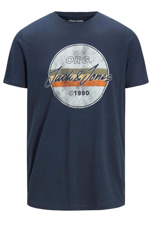 JACK & JONES Navy Blue Brady T-Shirt | BadRhino  2