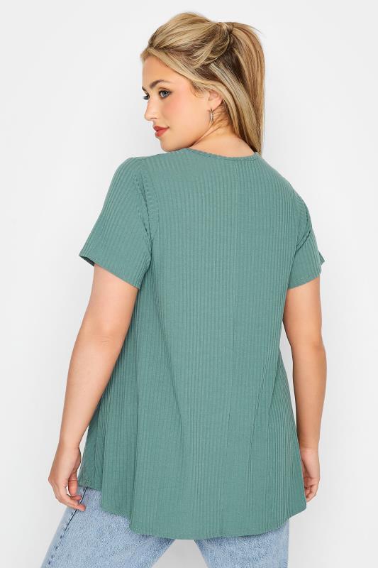 LIMITED COLLECTION Forest Green Rib Swing Top | Yours Clothing 3