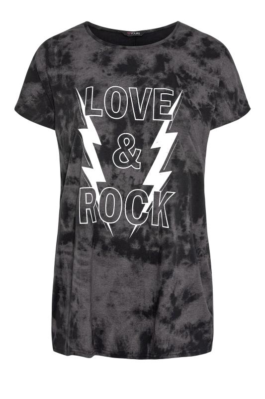 Curve Black Tie Dye 'Love & Rock' Printed T-Shirt 6