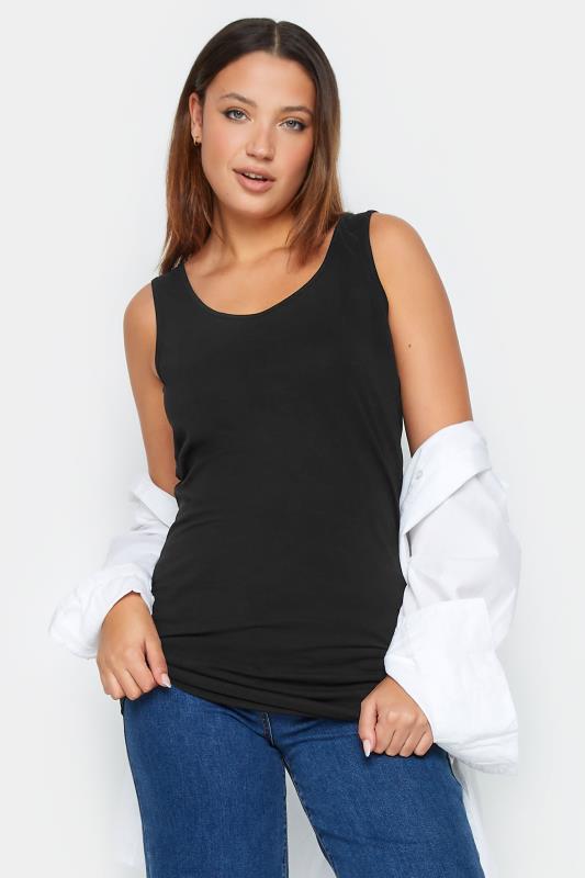  Grande Taille LTS MADE FOR GOOD Tall Black Cotton Longline Vest Top