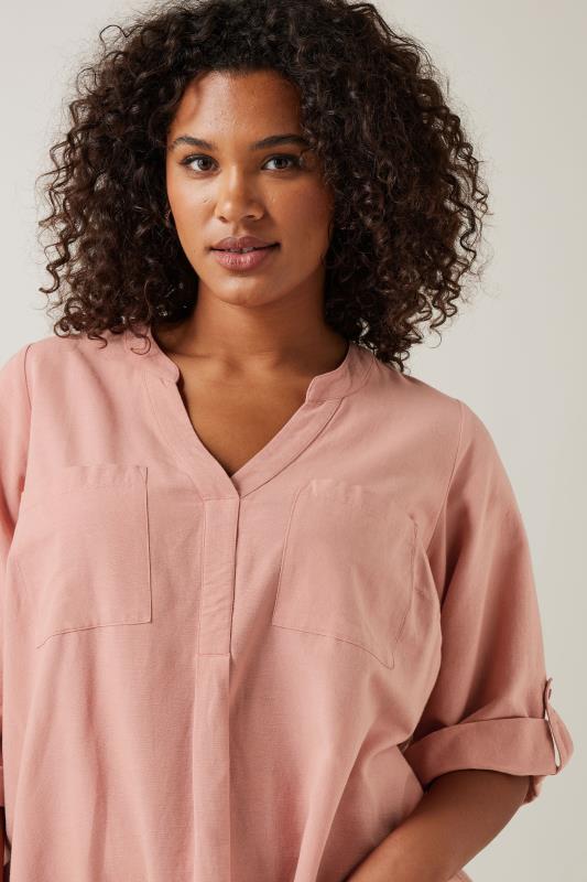 EVANS Plus Size Blush Pink Linen Utility Top | Evans  4