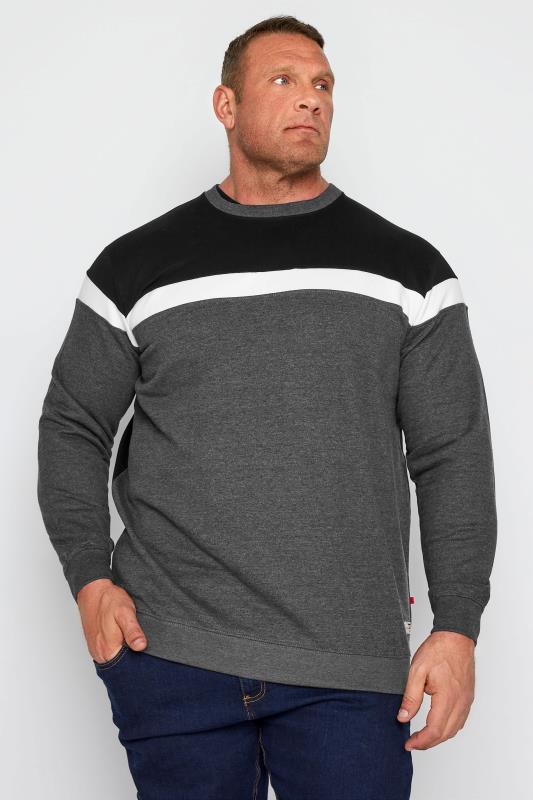 Plus Size  D555 Grey Colour Block Sweatshirt