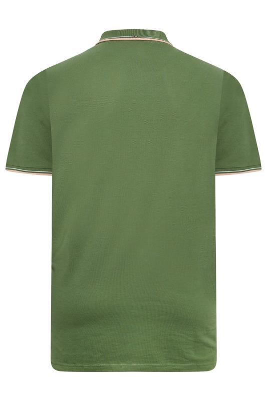 BEN SHERMAN Big & Tall Green Colour Block Polo Shirt | BadRhino  4