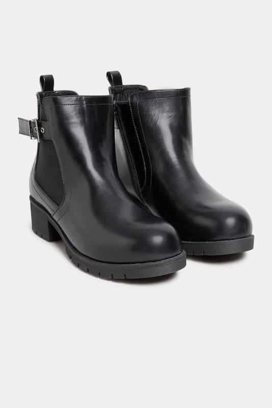 Black Buckle Ankle Boots In Wide E Fit & Extra Wide EEE Fit | Yours Clothing 2
