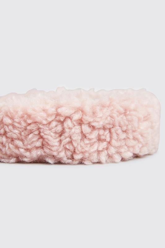 Plus Size Pink Teddy Shearling Headband | Yours Clothing 3