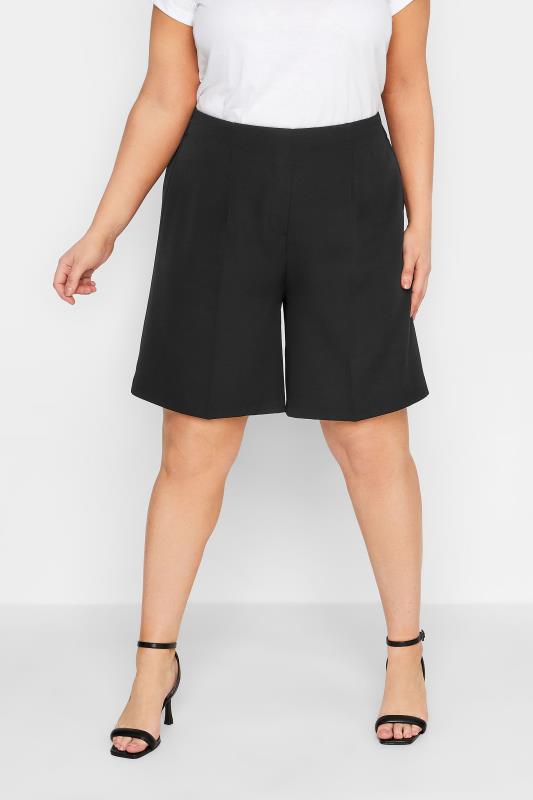 YOURS Plus Size Curve Black Tailored Shorts | Yours Clothing  1
