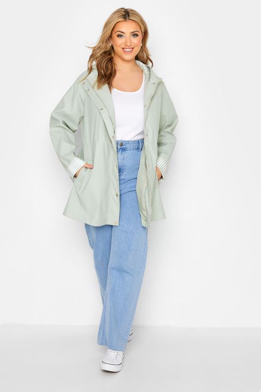 Plus Size Mint Green Raincoat | Yours Clothing  2