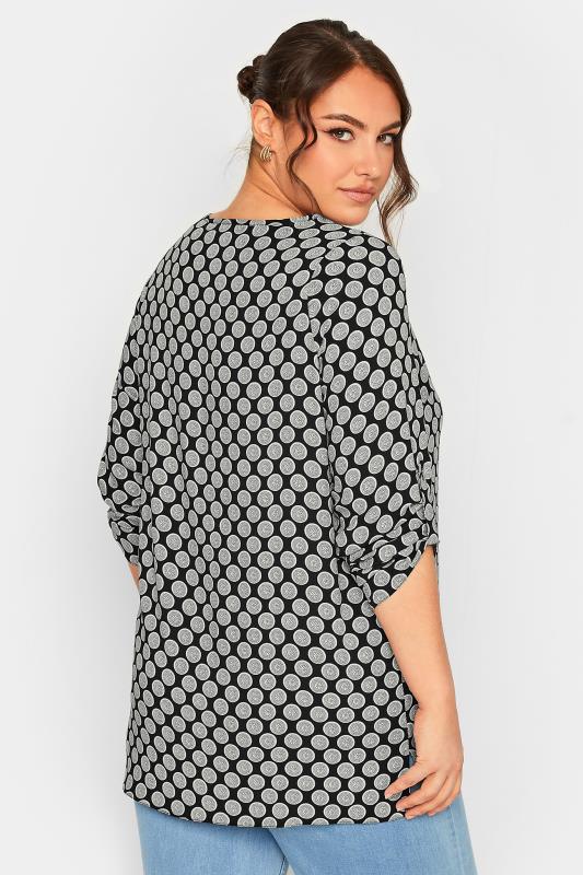 YOURS Plus Size Black Abstract Spot Print Blouse | Yours Clothing  3