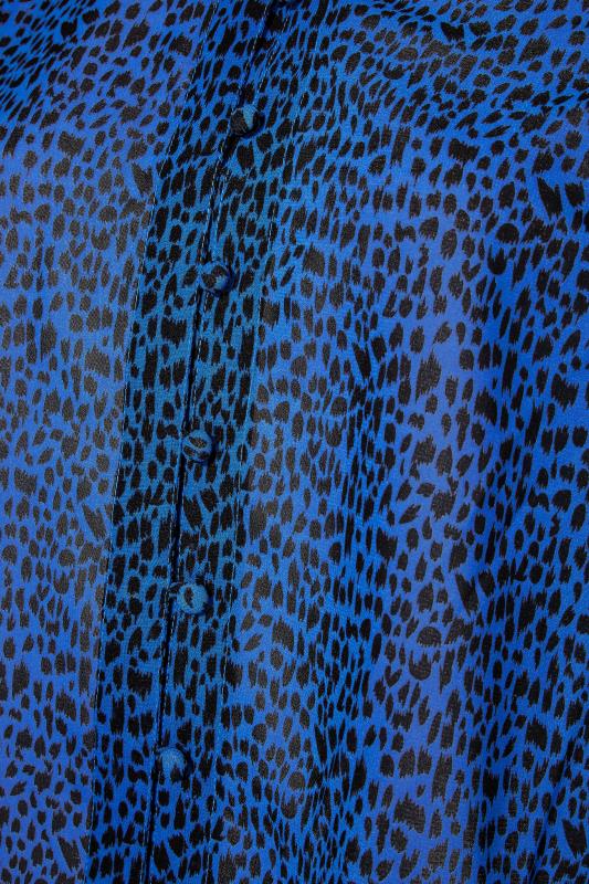 YOURS LONDON Blue Leopard Print Chiffon Shirt_RS.jpg