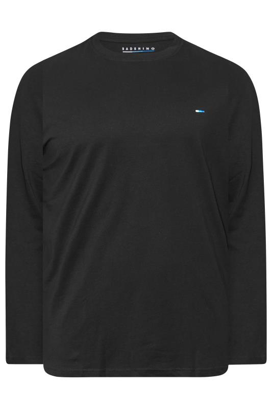Big & Tall Long Sleeve Plain Black T-shirt 3
