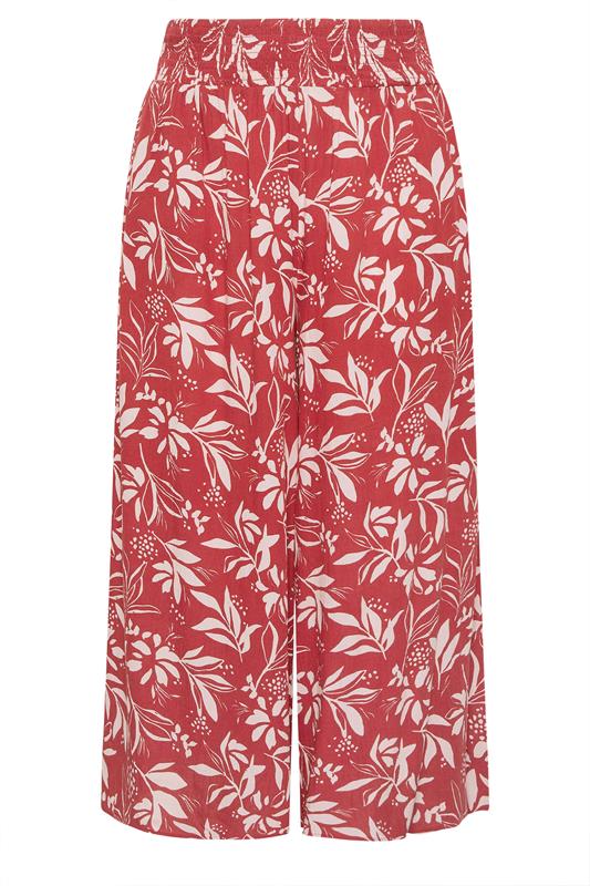 EVANS Plus Size Orange Leaf Print Shirred Waist Trousers | Evans 6