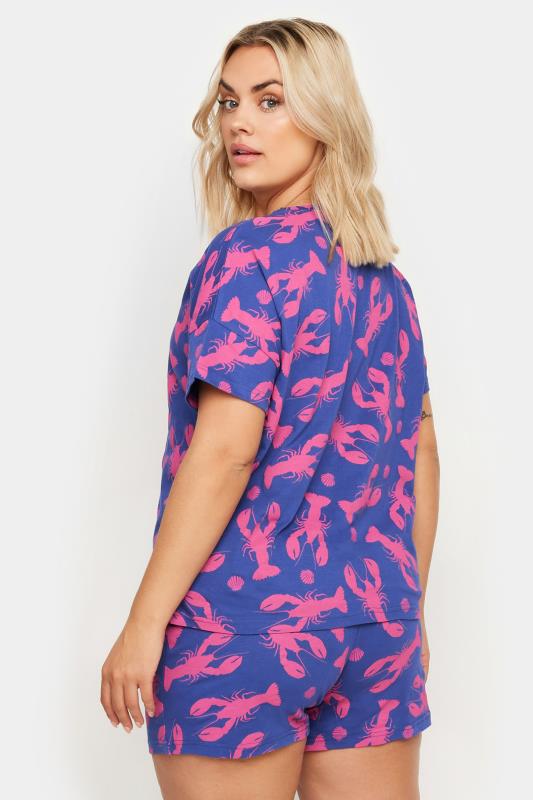 YOURS Plus Size Blue Lobster Print Pyjama Set | Yours Clothing 4