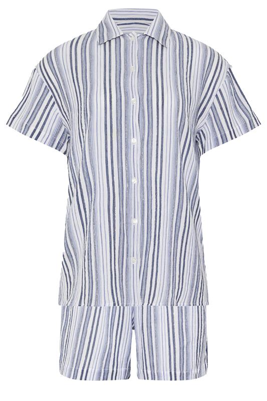 LTS Tall Women's Set Blue & White Stripe Shirt & Shorts | Long Tall Sally 7
