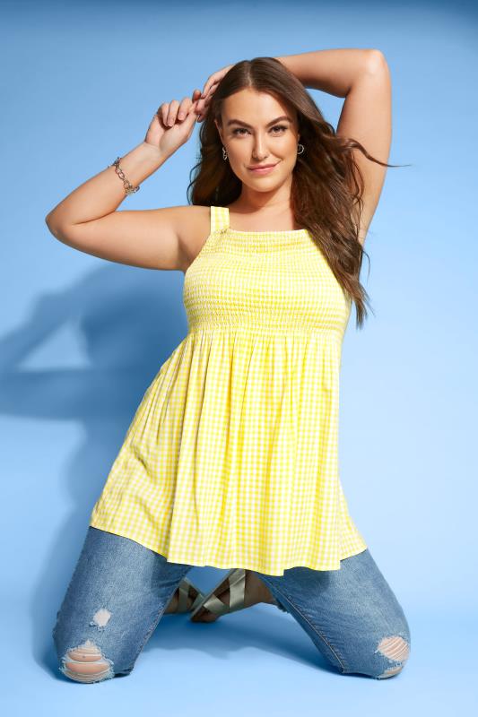 Curve Yellow Shirred Gingham Vest Top_L.jpg