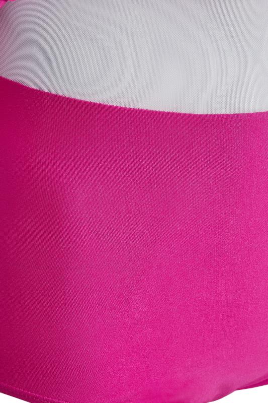 Curve Neon Pink Shimmer One Shoulder Belted Swim Dress 6