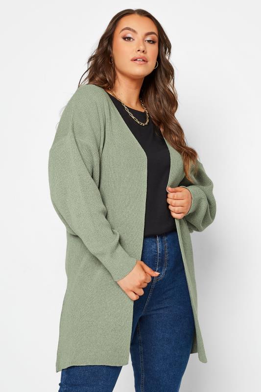 Curve Sage Green Knitted Cardigan 1