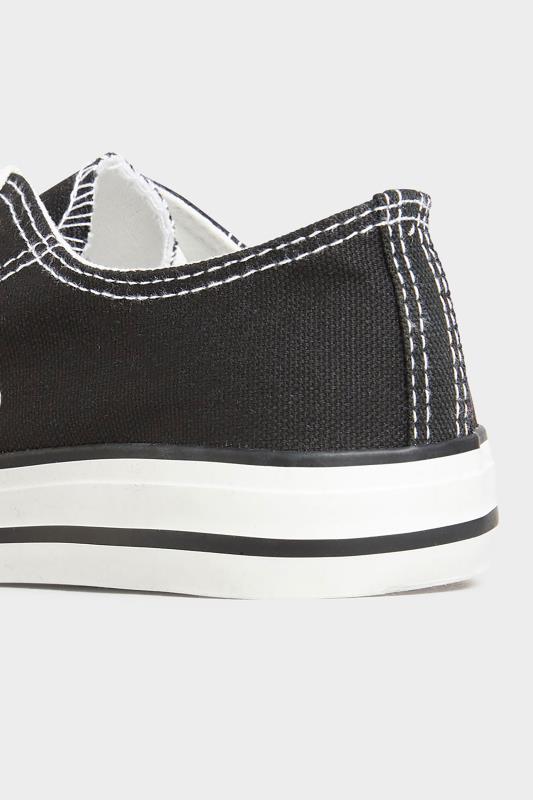 Black Canvas Low Trainers In Wide Fit | Yours Clothing 4