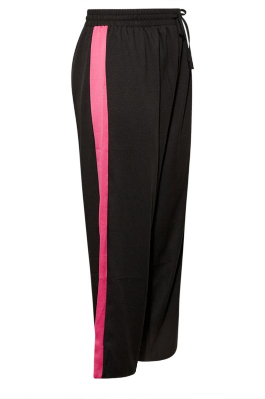 Plus Size Black & Pink Contrast Stripe Wide Leg Trousers | Yours Clothing 5