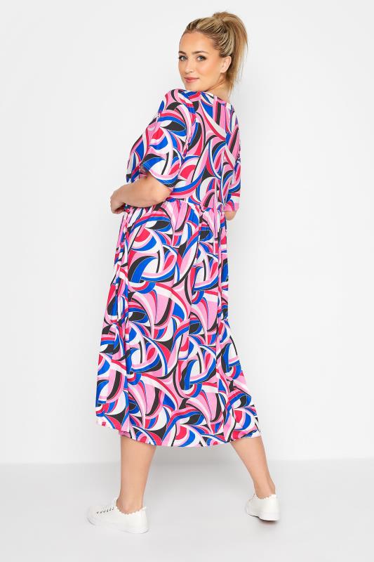 LIMITED COLLECTION Plus Size Pink Abstract Print Smock Dress | Yours Clothing 3