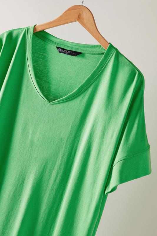 EVANS Plus Size Green V-Neck Modal Rich T-Shirt | Evans 7