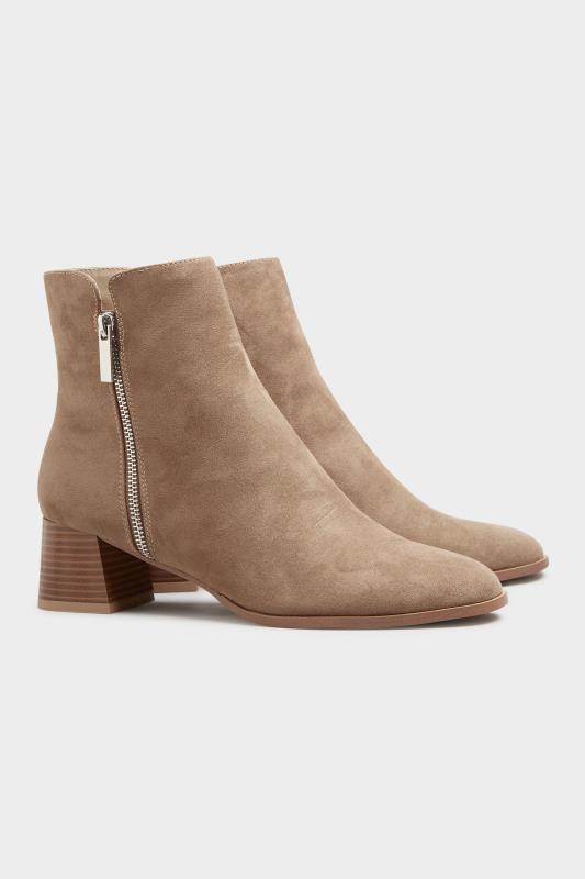 Tall  LTS Taupe Brown Block Heel Zip Boots