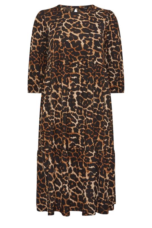 Plus Size Black Leopard Print Fril Hem Dress | Yours Clothing 6