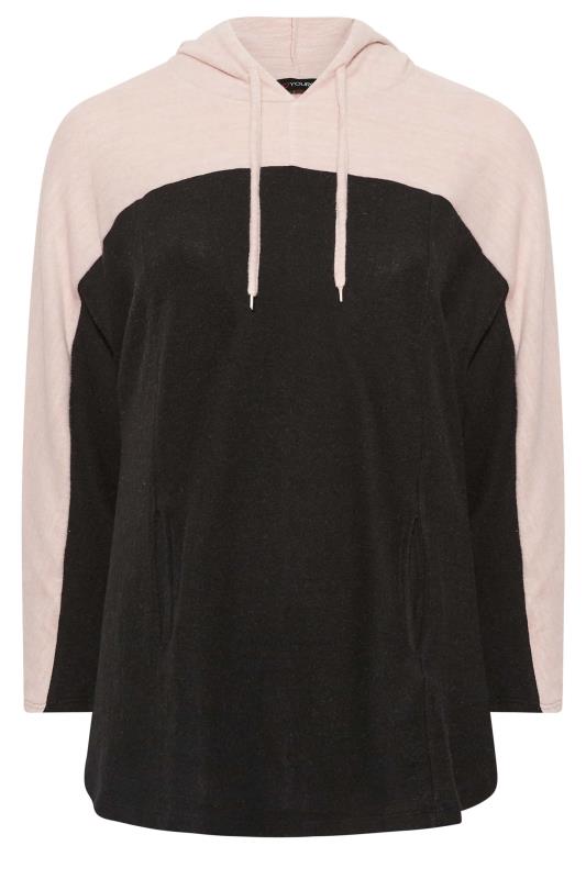 Plus Size Black & Pink Colour Block Soft Touch Hoodie | Yours Clothing 6