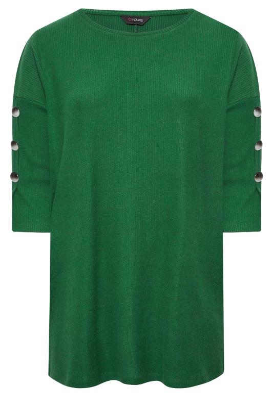 YOURS Plus Size Green Soft Touch Button Detail Top | Yours Clothing 6