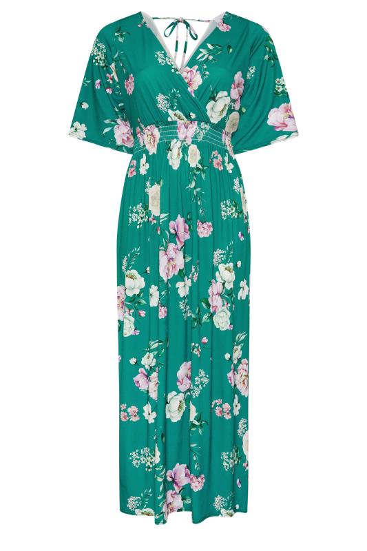YOURS LONDON Plus Size Green Floral Angel Sleeve Maxi Dress | Yours Clothing 5