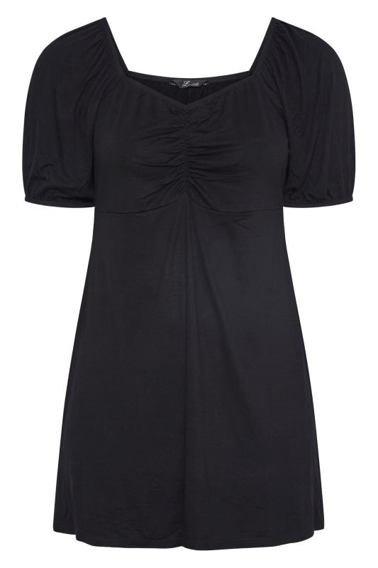 LIMITED COLLECTION Curve Black Puff Sleeve Ruched Top_X.jpg