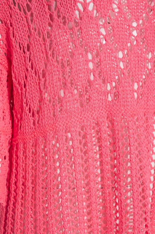 Curve Pink Crochet Knit Slash Neck Top 5