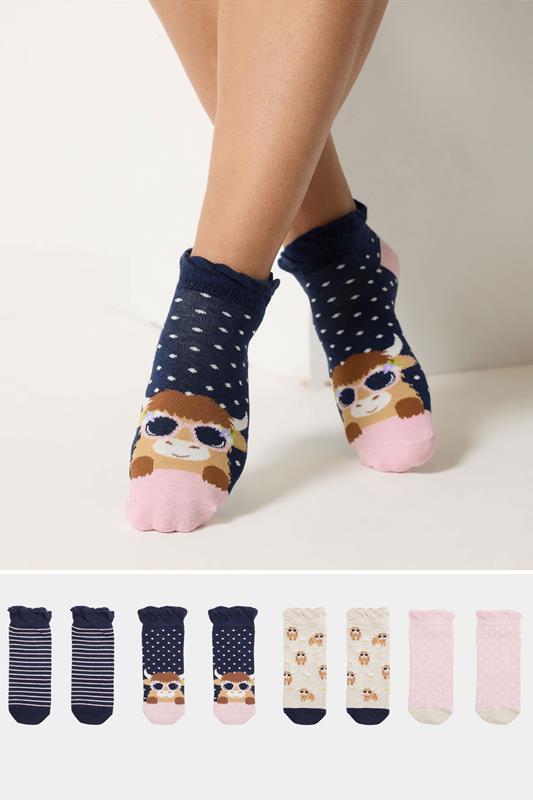 YOURSET 4 PACK  Highland Cow Print Trainer Liner | Yours Clothing 1