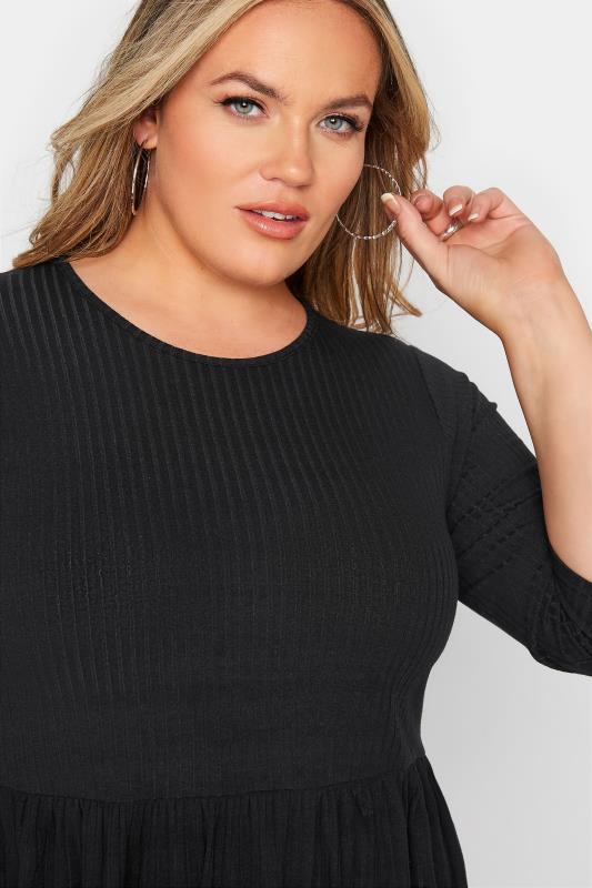 LIMITED COLLECTION Curve Black Ribbed Smock Top 4