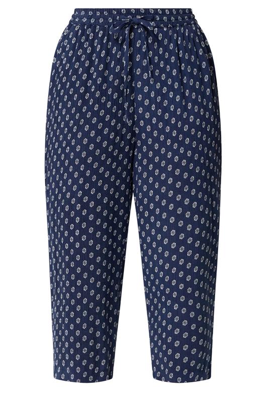 M&Co Navy Blue Dobby Cropped Trousers | M&Co 5