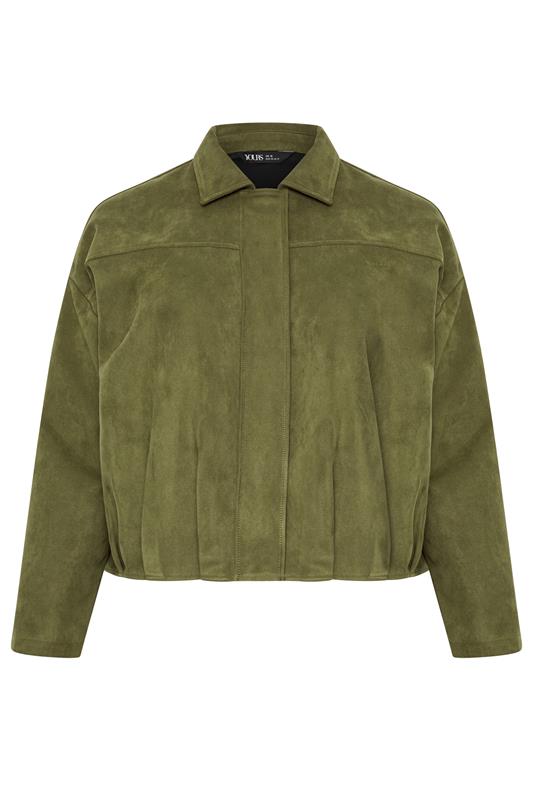  YOURS Curve Khaki Green Suedette Bomber Jacket