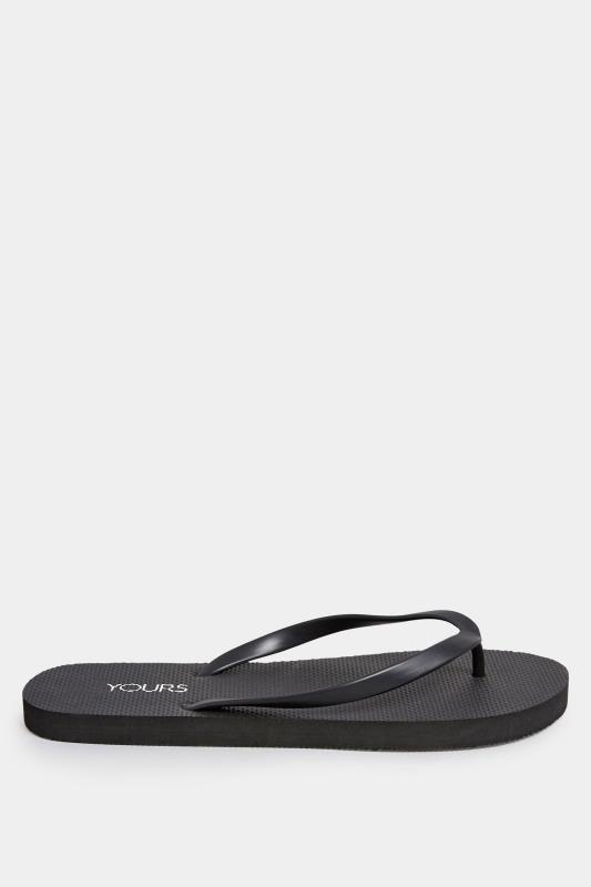 Black Flip Flops In Extra Wide EEE Fit | Yours Clothing 3