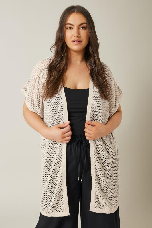 Evans Plus Size Natural Brown Short Sleeve Longline Cardigan | Evans  2