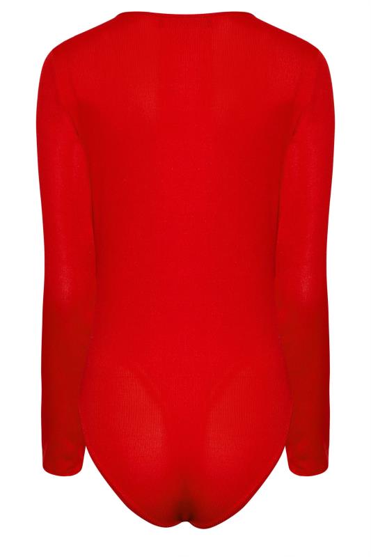 LTS Tall Red Ribbed Long Sleeve Bodysuit 6